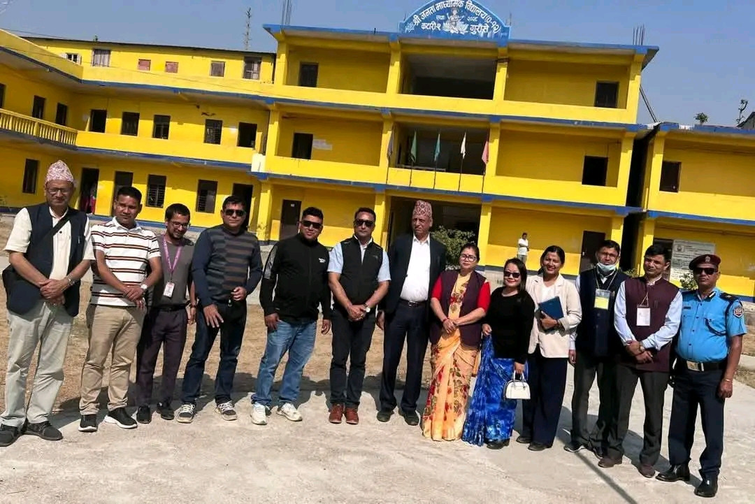 Inspection of S.E.E. exam (2081 B.S.) centres of katari municipality by Under Secretary Shree Kopila Rai, and security officials